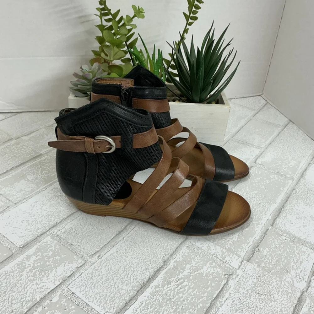 Miz Mooz Black and Brown Strappy Sandals